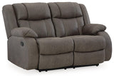 First Base Gunmetal Manual Reclining Loveseat by Ashley at Eve Furniture