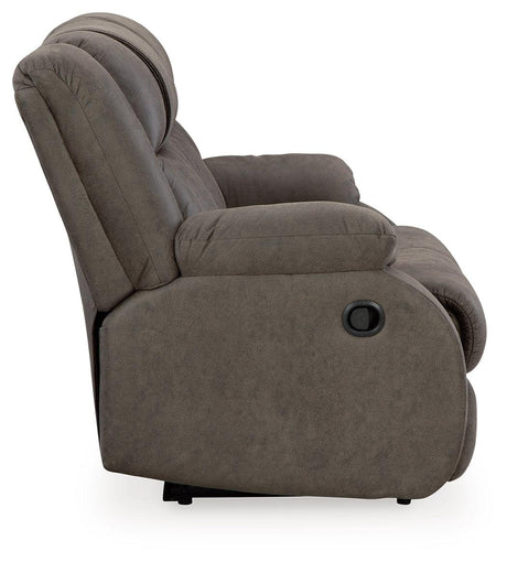 First Base Gunmetal Manual Reclining Loveseat by Ashley at Eve Furniture