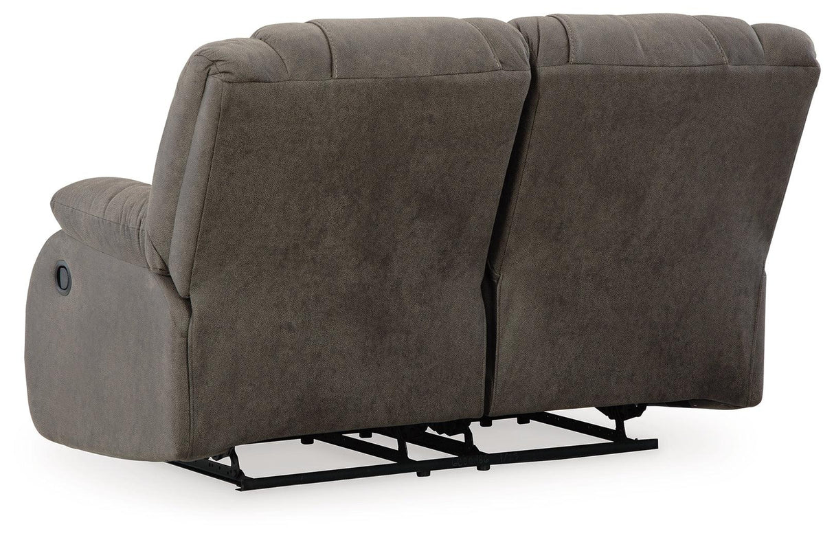 First Base Gunmetal Manual Reclining Loveseat by Ashley at Eve Furniture