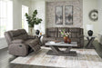 First Base Gunmetal Manual Reclining Sofa and Loveseat by Ashley at Eve Furniture