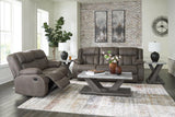 First Base Gunmetal Manual Reclining Sofa and Loveseat by Ashley at Eve Furniture