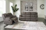 First Base Gunmetal Manual Reclining Sofa and Loveseat by Ashley at Eve Furniture