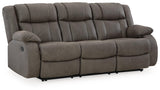 First Base Gunmetal Manual Reclining Sofa by Ashley at Eve Furniture