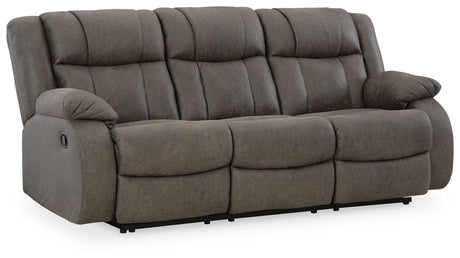 First Base Gunmetal Manual Reclining Sofa by Ashley at Eve Furniture