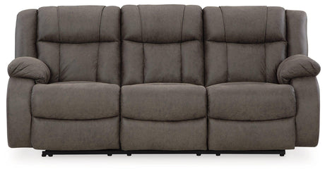 First Base Gunmetal Manual Reclining Sofa by Ashley at Eve Furniture