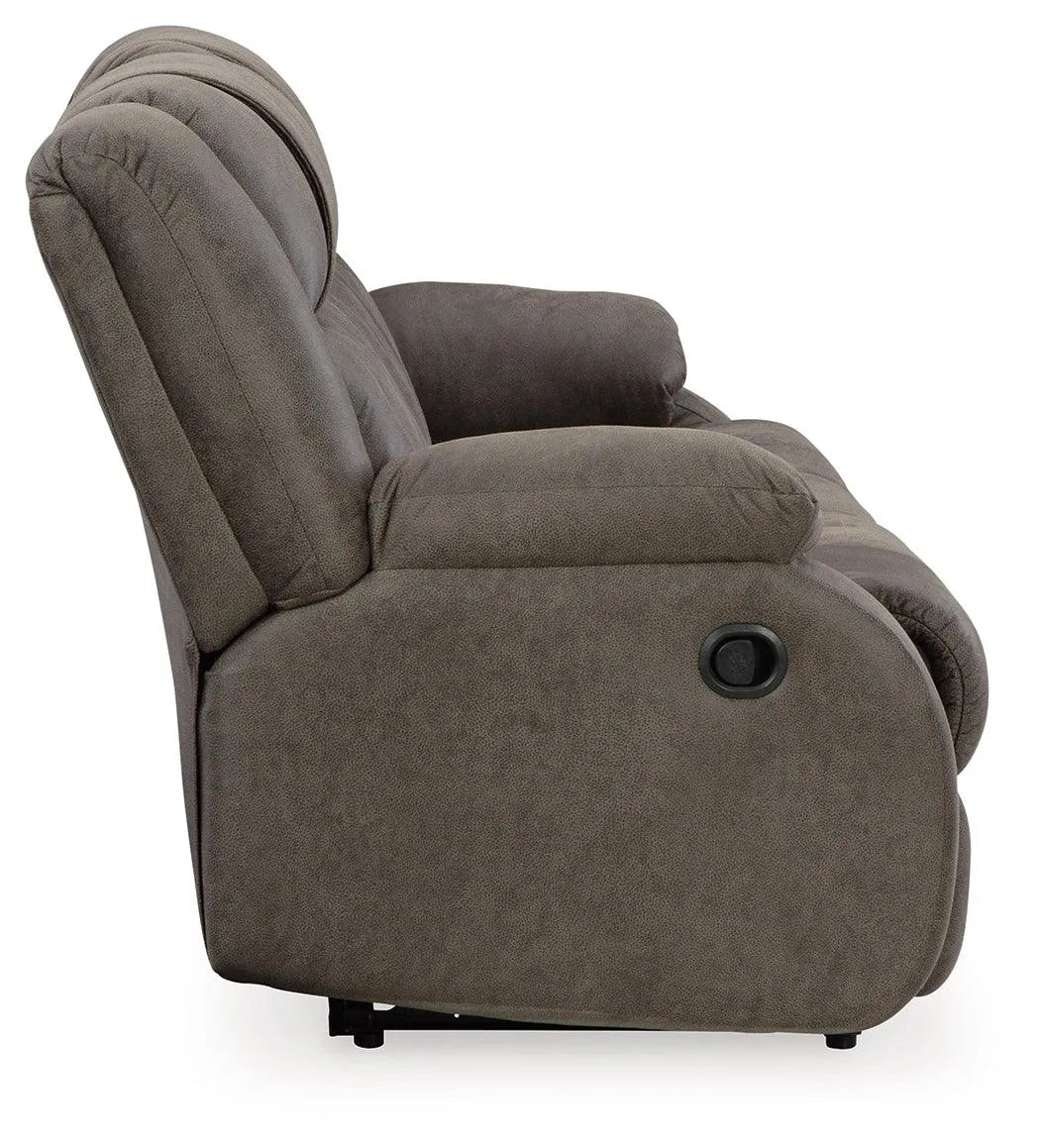 First Base Gunmetal Manual Reclining Sofa by Ashley at Eve Furniture