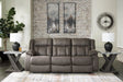 First Base Gunmetal Manual Reclining Sofa by Ashley at Eve Furniture