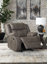 First Base Gunmetal Recliner by Ashley at Eve Furniture