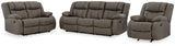 First Base Gunmetal Reclining Living Room Set