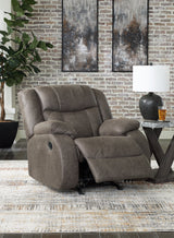 First Base Gunmetal Reclining Living Room Set