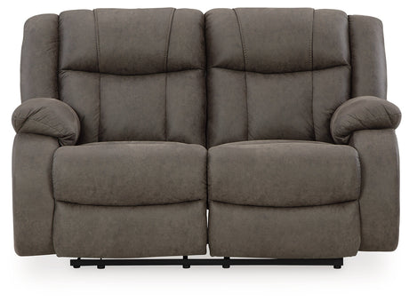 First Base Gunmetal Reclining Living Room Set by Ashley at Eve Furniture