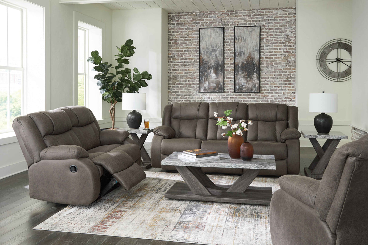 First Base Gunmetal Reclining Living Room Set