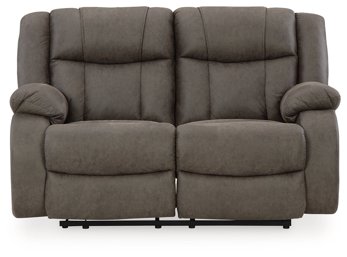 First Base Gunmetal Reclining Loveseat