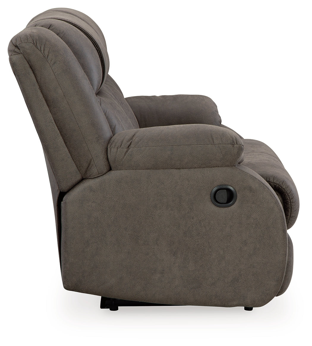 First Base Gunmetal Reclining Loveseat