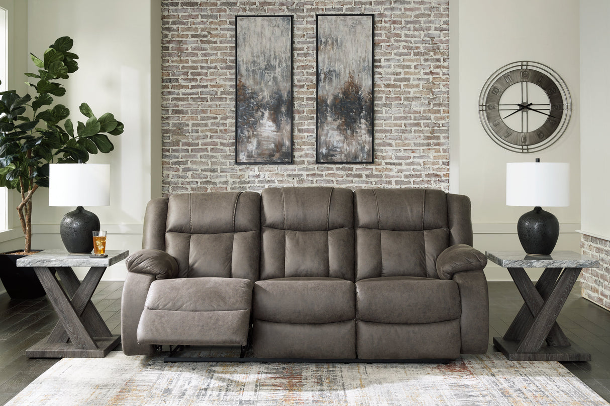 First Base Gunmetal Reclining Sofa