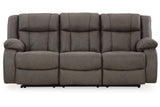 First Base Gunmetal Reclining Sofa, Loveseat and Recliner by Ashley at Eve Furniture