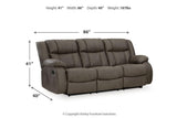 First Base Gunmetal Reclining Sofa, Loveseat and Recliner by Ashley at Eve Furniture