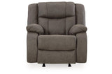 First Base Gunmetal Reclining Sofa, Loveseat and Recliner by Ashley at Eve Furniture