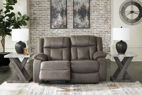 First Base Gunmetal Reclining Sofa, Loveseat and Recliner by Ashley at Eve Furniture