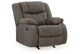 First Base Gunmetal Reclining Sofa, Loveseat and Recliner by Ashley at Eve Furniture