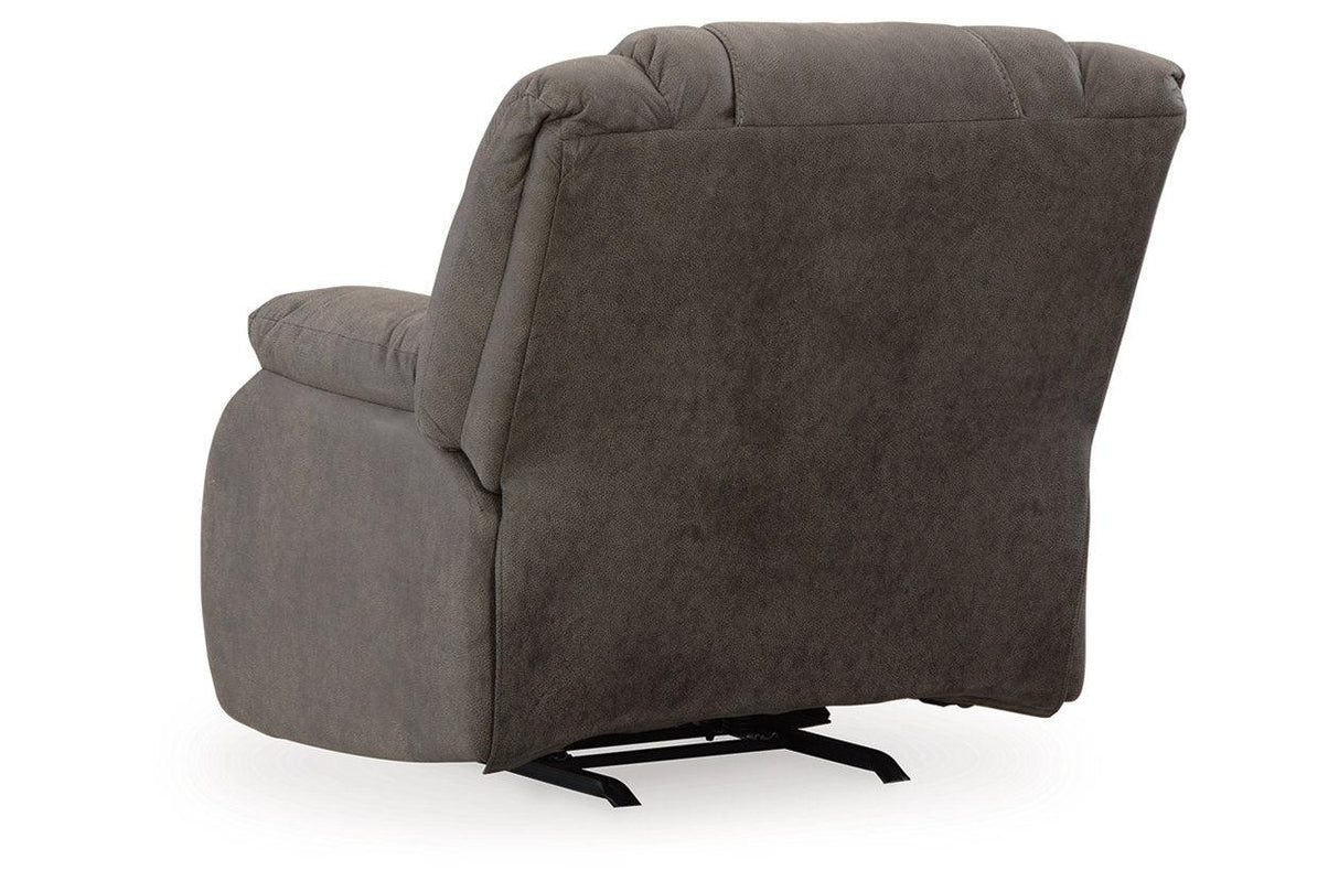 First Base Gunmetal Reclining Sofa, Loveseat and Recliner by Ashley at Eve Furniture