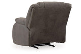 First Base Gunmetal Reclining Sofa, Loveseat and Recliner by Ashley at Eve Furniture