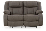 First Base Gunmetal Reclining Sofa, Loveseat and Recliner by Ashley at Eve Furniture
