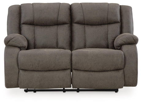 First Base Gunmetal Manual Reclining Loveseat by Ashley at Eve Furniture