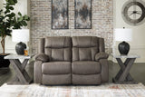 First Base Gunmetal Manual Reclining Loveseat by Ashley at Eve Furniture