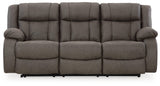 First Base Gunmetal Manual Reclining Sofa by Ashley at Eve Furniture