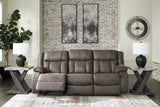 First Base Gunmetal Manual Reclining Sofa by Ashley at Eve Furniture