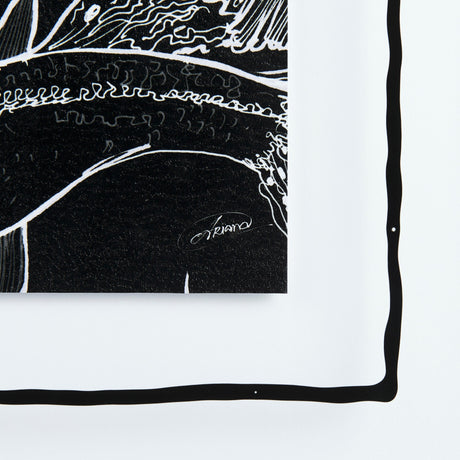 Fish Black by Mercana Studio a Hand Embellished Textured Framed Art Print Matted under Glass by Mercana at Eve Furniture