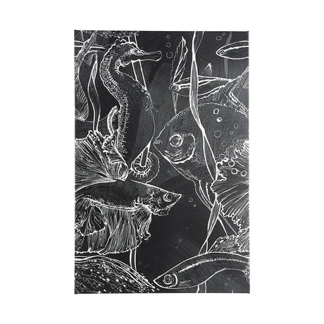 Fish Black I by Ariana a Hand Embellished Textured Canvas by Mercana at Eve Furniture