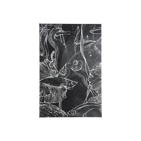 Fish Black I by Ariana a Hand Embellished Textured Canvas by Mercana at Eve Furniture