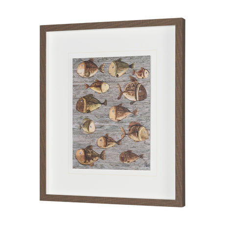 Fish Pattern I by Mercana Studio Hand-Embellished Textured Framed Artwork Matted under Glass by Mercana at Eve Furniture