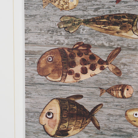 Fish Pattern I by Mercana Studio Hand-Embellished Textured Framed Artwork Matted under Glass by Mercana at Eve Furniture
