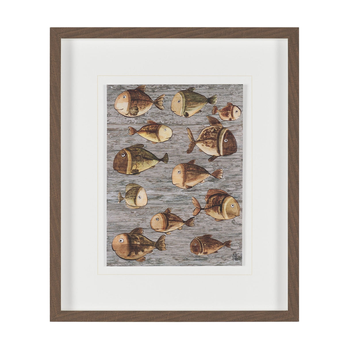 Fish Pattern I by Mercana Studio Hand-Embellished Textured Framed Artwork Matted under Glass by Mercana at Eve Furniture