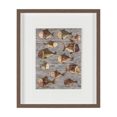 Fish Pattern I by Mercana Studio Hand-Embellished Textured Framed Artwork Matted under Glass by Mercana at Eve Furniture