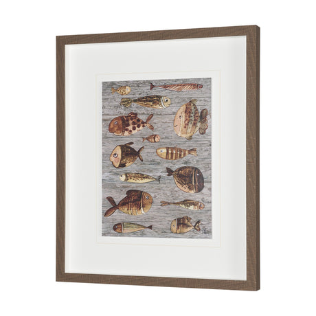 Fish Pattern II by Mercana Studio Hand-Embellished Textured Framed Artwork Matted under Glass by Mercana at Eve Furniture