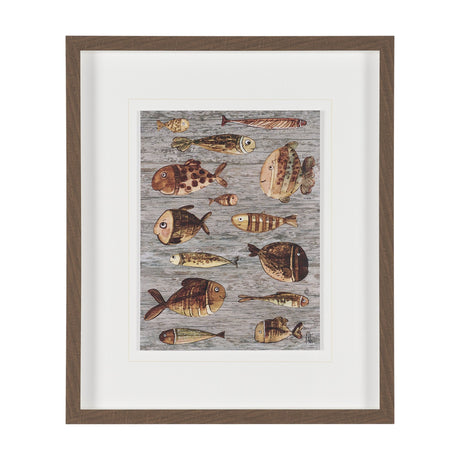 Fish Pattern II by Mercana Studio Hand-Embellished Textured Framed Artwork Matted under Glass by Mercana at Eve Furniture