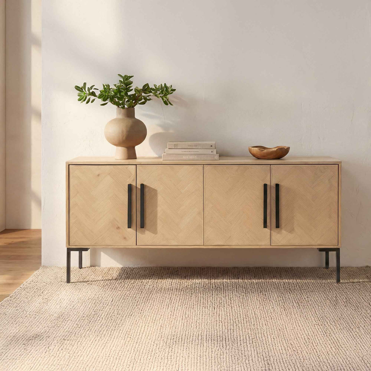 Fishbone Natural Sideboard by Moe's Home at Eve Furniture