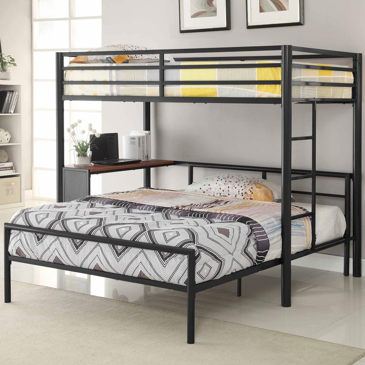 Fisher 2-Piece (Twin/Full) Metal Workstation Loft Bed Set Gunmetal