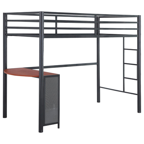 Fisher 2-Piece (Twin/Full) Metal Workstation Loft Bed Set Gunmetal