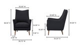 Fisher Armchair Wool Blend Charcoal by Moe's Home at Eve Furniture