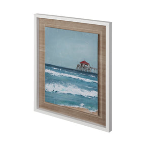 Fishing Pier I by Jade Reynolds a Hand Embellished Textured Framed Art Print Matted under Glass by Mercana at Eve Furniture