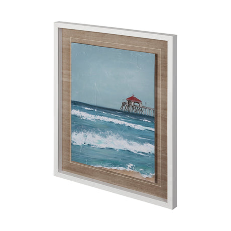 Fishing Pier I by Jade Reynolds a Hand Embellished Textured Framed Art Print Matted under Glass by Mercana at Eve Furniture