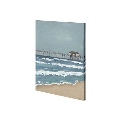 Fishing Pier II by Jade Reynolds a Hand Embellished Textured Canvas by Mercana at Eve Furniture