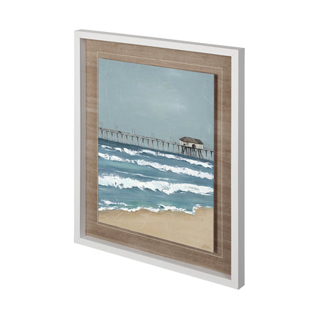 Fishing Pier II by Jade Reynolds a Hand Embellished Textured Framed Art Print Matted under Glass by Mercana at Eve Furniture