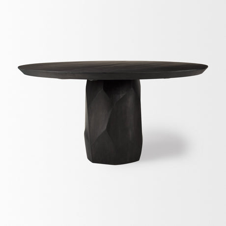 Fitzgerald Round Brown Solid Wood Top & Base Dining Table by Mercana at Eve Furniture
