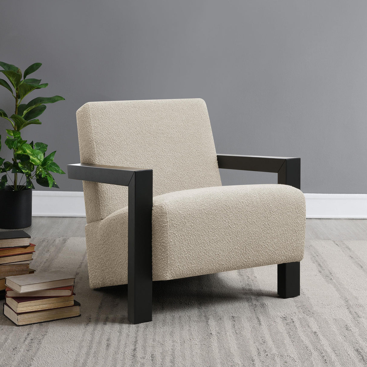 Fitzroy Latte Boucle Upholstered Accent Arm Chair